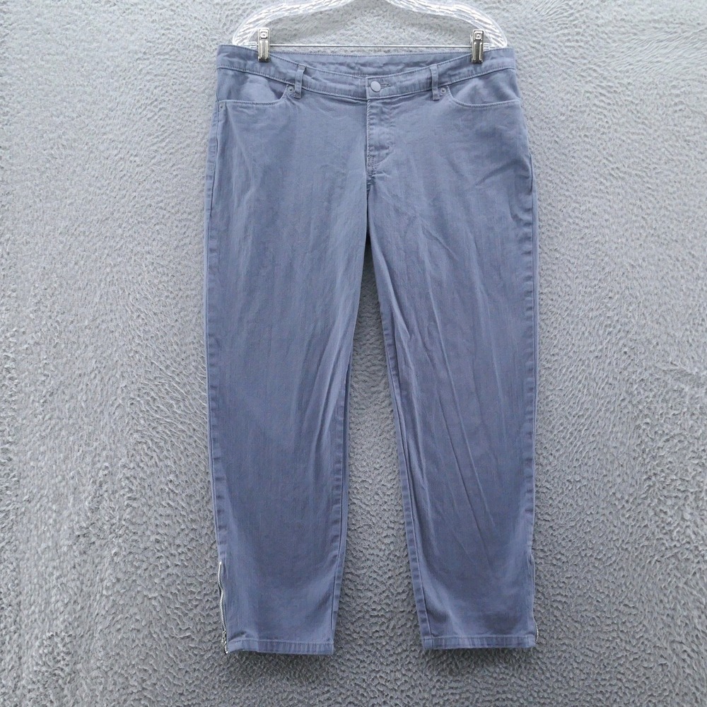 Norma Kamali Womens Grey Ankle Jeans Side Zip Hem Size 12 Cotton Stretch